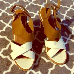 Mossimo target strappy wedges - brown and white!